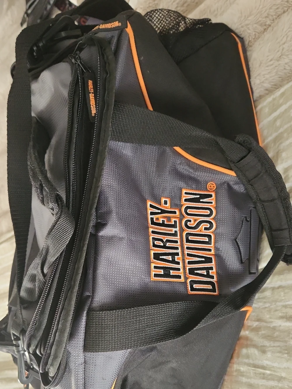 Harley-Davidson Black and Orange Travel Duffel